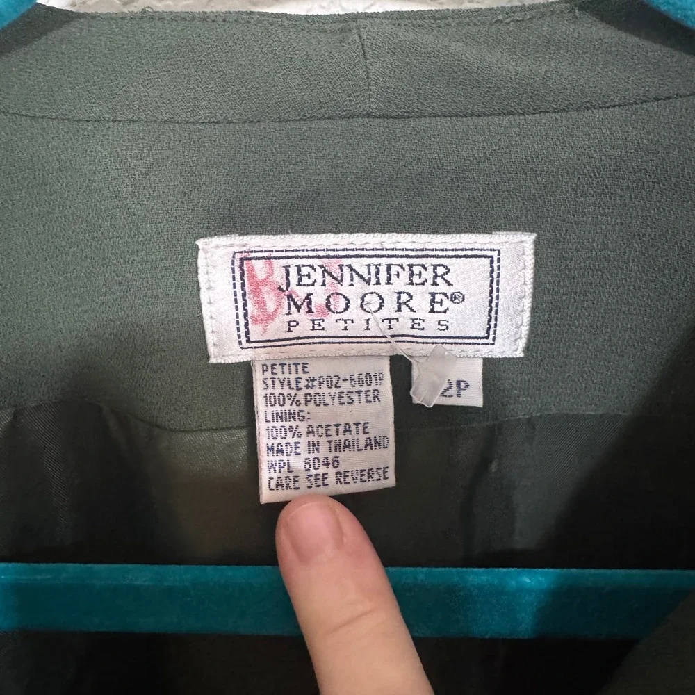 Jennifer Moore Petites Women's Green Blazer Jacket Size 2P Button Front‎